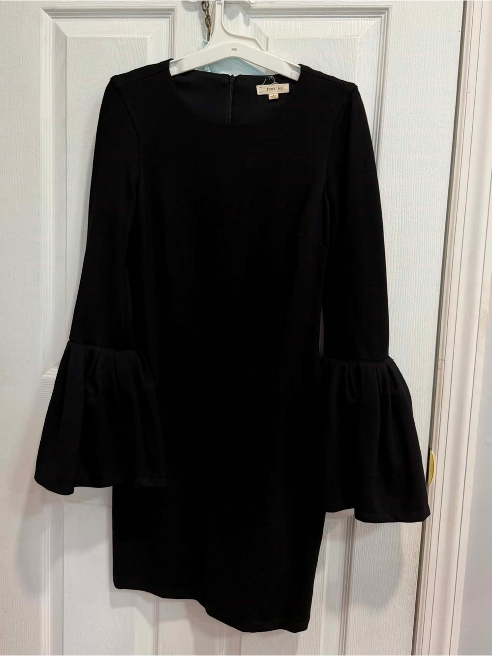 Just Me Black Long Sleeve Dress with Bell Sleeves